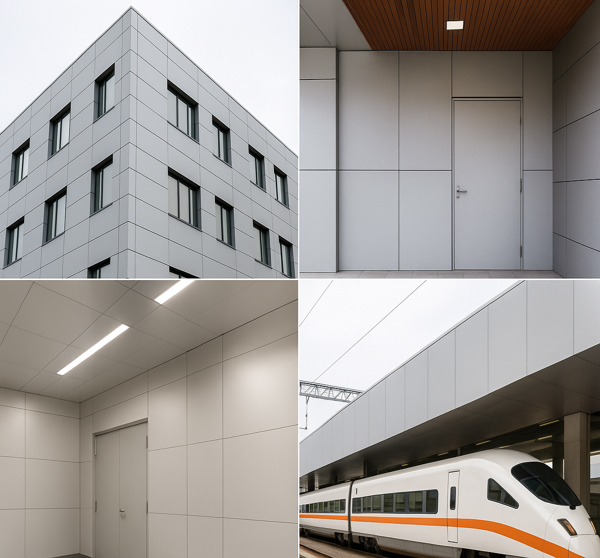 Solid aluminium panel uses by Nirmaan Groups – buildings, transport, interiors